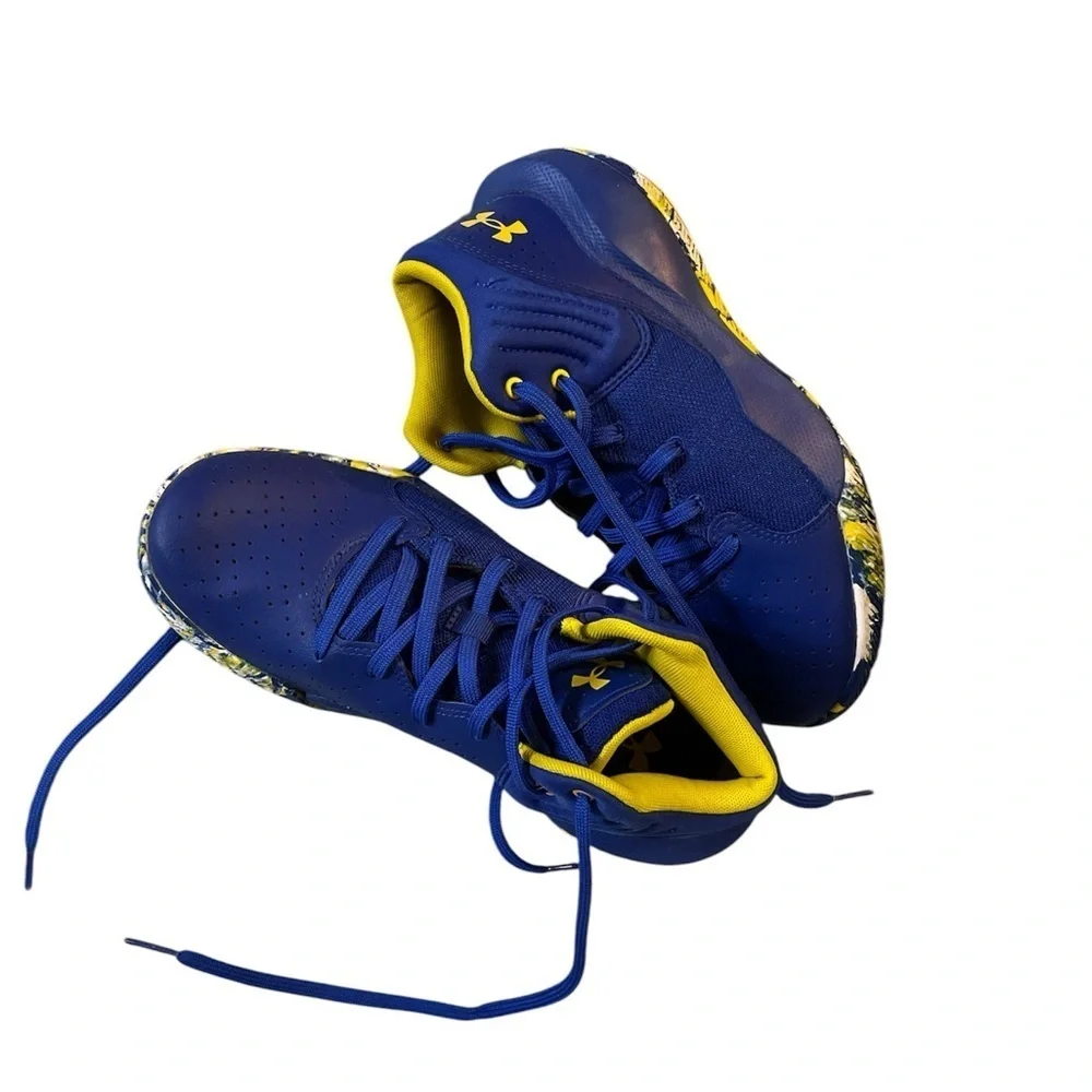 Under Armour Kids Blue and Yellow Basketball Shoes